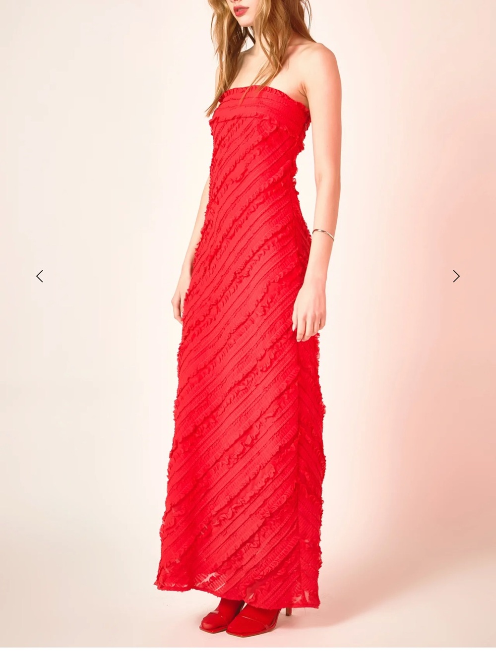 Endless Rose Strapless Ruffled Maxi Dress Red Size M